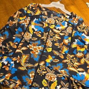INC International Concepts Floral Blazer - Blue, Orange, Brown Size M